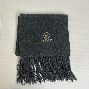 Alpasur Alpaca Wool Gray Scarf with Fringe, unisex, appx. 66 in long w/o fringe